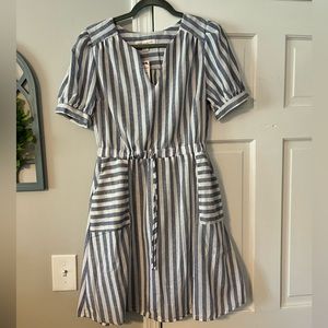 White and Blue Striped Dress NWT